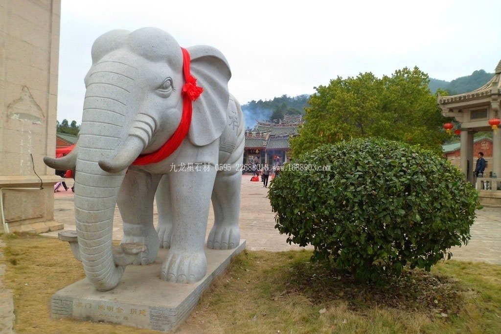 寺庙花岗岩石雕大象2