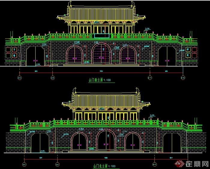 某寺庙古建山门设计施工详图